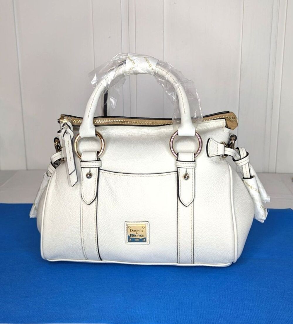 Dooney & Bourke Pebbled Leather Sorrento Satchel 30 with Pocket - Off White, NWT